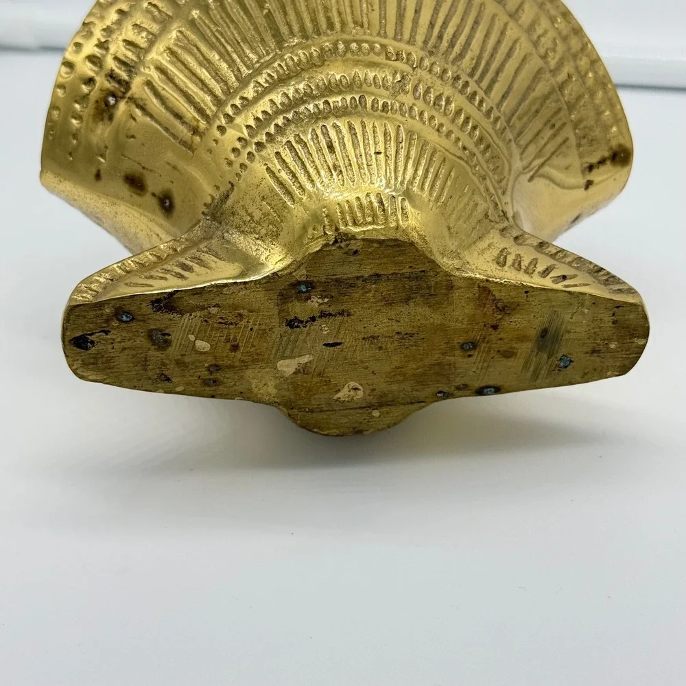 Vintage Brass Clamshell Basket With Handle Regencycore MCM‎ Decor